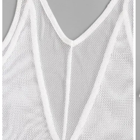 Beach Sheer Fishnet Mesh Cami Romper Cover Up - White - Small - NEW - Sold Out - Picture 4 of 4